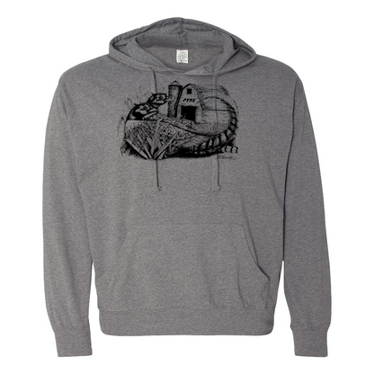 Mens 2X-Large GUNMETAL_HEATHER Hooded T-Shirt