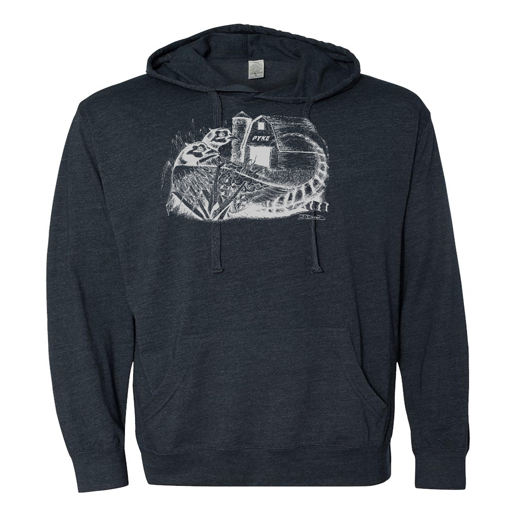 Mens 2X-Large NAVY_HEATHER Hooded T-Shirt