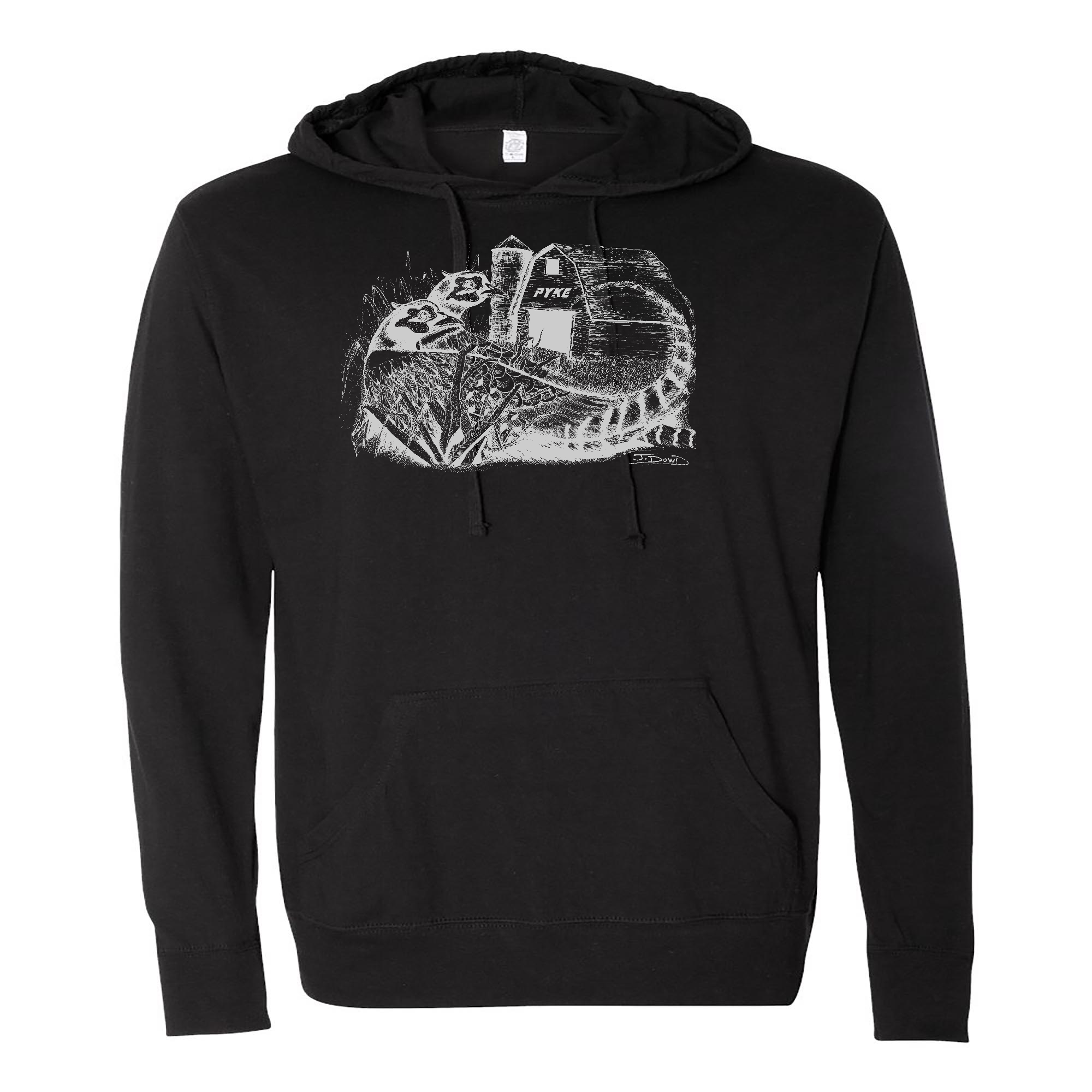 Mens 2X-Large BLACK Hooded T-Shirt