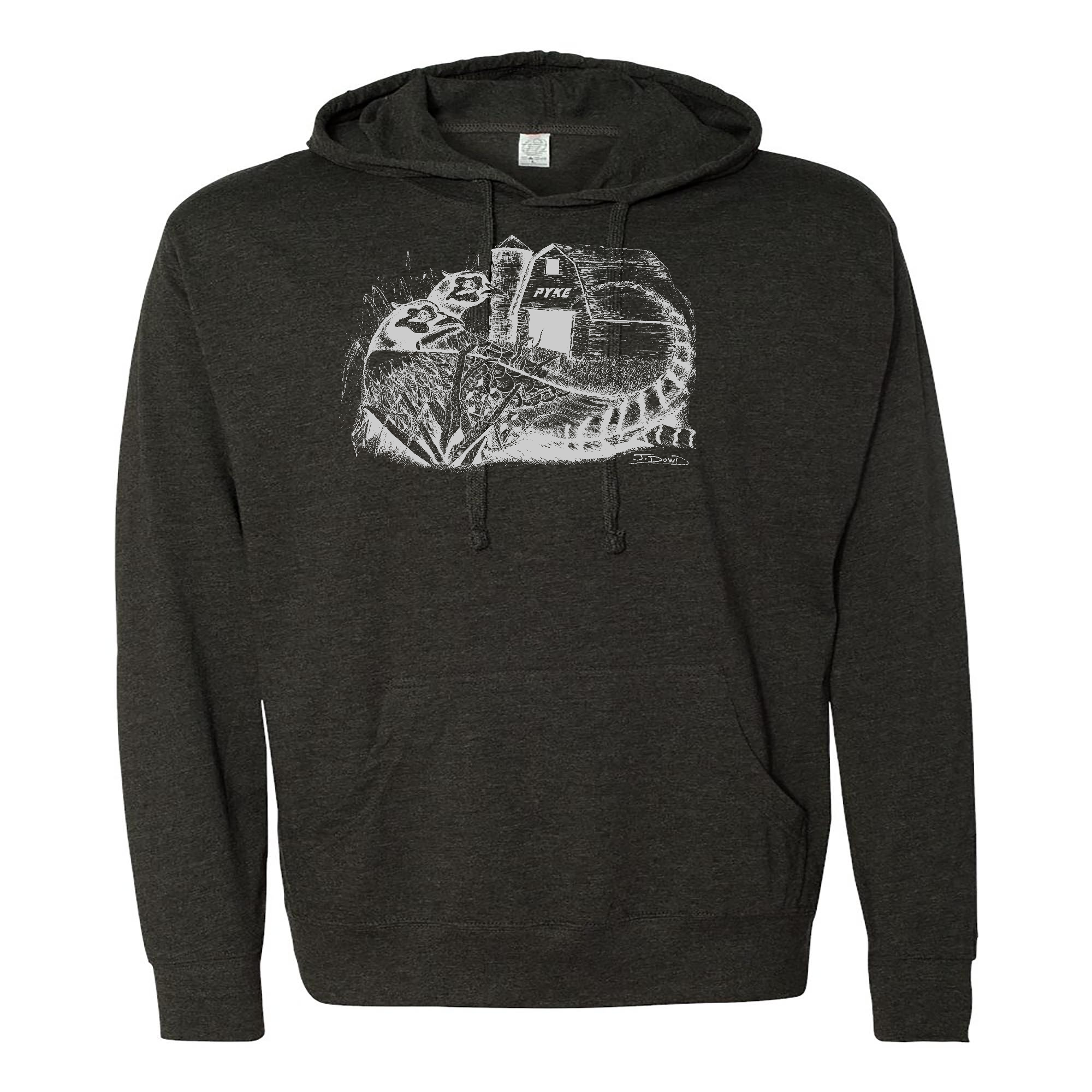 Mens 2X-Large CHARCOAL_HEATHER Hooded T-Shirt